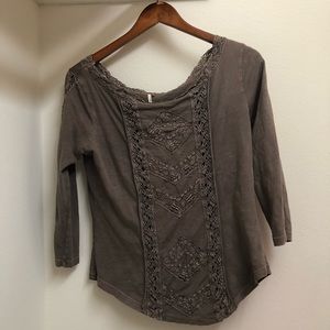 Free People Brown Detailed Long Sleeve